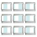 Vertical Stripes - White and Light Cyan 9mm Italian Charm (9 pack)