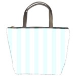 Vertical Stripes - White and Light Cyan Bucket Bag