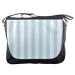 Vertical Stripes - White and Light Cyan Messenger Bag