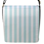 Vertical Stripes - White and Light Cyan Flap Closure Messenger Bag (S)