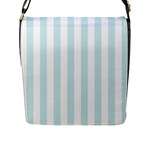 Vertical Stripes - White and Light Cyan Flap Closure Messenger Bag (L)