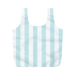 Vertical Stripes - White and Light Cyan Full Print Recycle Bag (M)