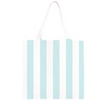 Vertical Stripes - White and Light Cyan Grocery Light Tote Bag