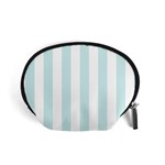 Vertical Stripes - White and Light Cyan Accessory Pouch (Small)
