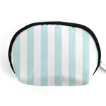 Vertical Stripes - White and Light Cyan Accessory Pouch (Medium)
