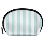 Vertical Stripes - White and Light Cyan Accessory Pouch (Large)