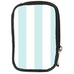 Vertical Stripes - White and Light Cyan Compact Camera Leather Case