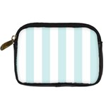 Vertical Stripes - White and Light Cyan Digital Camera Leather Case
