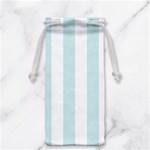 Vertical Stripes - White and Light Cyan Jewelry Bag