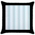 Vertical Stripes - White and Light Cyan Throw Pillow Case (Black)
