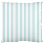 Vertical Stripes - White and Light Cyan Large Flano Cushion Case (Two Sides)