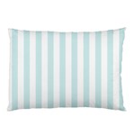 Vertical Stripes - White and Light Cyan Pillow Case (One Side)