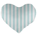 Vertical Stripes - White and Light Cyan Large 19  Premium Heart Shape Cushion