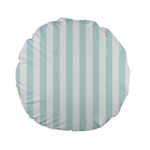 Vertical Stripes - White and Light Cyan Standard 15  Premium Round Cushion