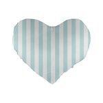 Vertical Stripes - White and Light Cyan Standard 16  Premium Heart Shape Cushion