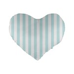 Vertical Stripes - White and Light Cyan Standard 16  Premium Flano Heart Shape Cushion