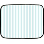 Vertical Stripes - White and Light Cyan Fleece Blanket (Mini)