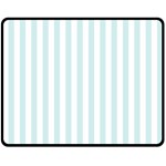 Vertical Stripes - White and Light Cyan Double Sided Fleece Blanket (Medium) (Two Sides)