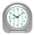 Vertical Stripes - White and Light Cyan Desk Alarm Clock