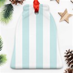 Vertical Stripes - White and Light Cyan Ornament (Bell)
