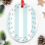 Vertical Stripes - White and Light Cyan Ornament (Bell) Ornament (Oval Filigree)