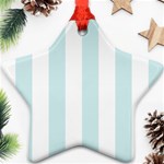 Vertical Stripes - White and Light Cyan Ornament (Star)