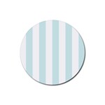 Vertical Stripes - White and Light Cyan Rubber Round Coaster (4 pack)
