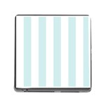 Vertical Stripes - White and Light Cyan Memory Card Reader (Square)