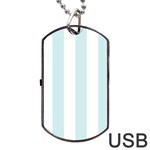 Vertical Stripes - White and Light Cyan Dog Tag USB Flash (One Side)