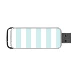 Vertical Stripes - White and Light Cyan Portable USB Flash (Two Sides)