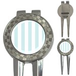 Vertical Stripes - White and Light Cyan 3-in-1 Golf Divot