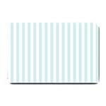 Vertical Stripes - White and Light Cyan Small Doormat