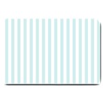 Vertical Stripes - White and Light Cyan Large Doormat