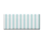 Vertical Stripes - White and Light Cyan Hand Towel
