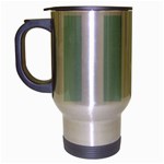 Vertical Stripes - White and Light Cyan Travel Mug (Silver Gray)