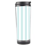 Vertical Stripes - White and Light Cyan Travel Tumbler