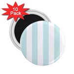 Vertical Stripes - White and Light Cyan 2.25  Magnet (10 pack)