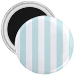 Vertical Stripes - White and Light Cyan 3  Magnet