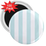 Vertical Stripes - White and Light Cyan 3  Magnet (100 pack)