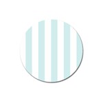 Vertical Stripes - White and Light Cyan Magnet 3  (Round)