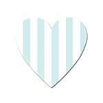 Vertical Stripes - White and Light Cyan Magnet (Heart)