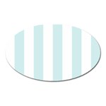 Vertical Stripes - White and Light Cyan Magnet (Oval)
