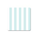 Vertical Stripes - White and Light Cyan Magnet (Square)