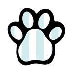 Vertical Stripes - White and Light Cyan Magnet (Paw Print)