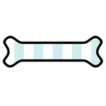 Vertical Stripes - White and Light Cyan Magnet (Dog Bone)