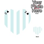 Vertical Stripes - White and Light Cyan Playing Cards 54 (Heart)