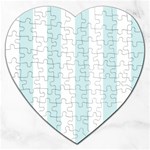 Vertical Stripes - White and Light Cyan Jigsaw Puzzle (Heart)