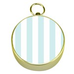 Vertical Stripes - White and Light Cyan Gold Compass