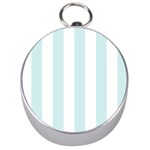 Vertical Stripes - White and Light Cyan Silver Compass