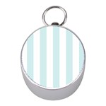 Vertical Stripes - White and Light Cyan Silver Compass (Mini)